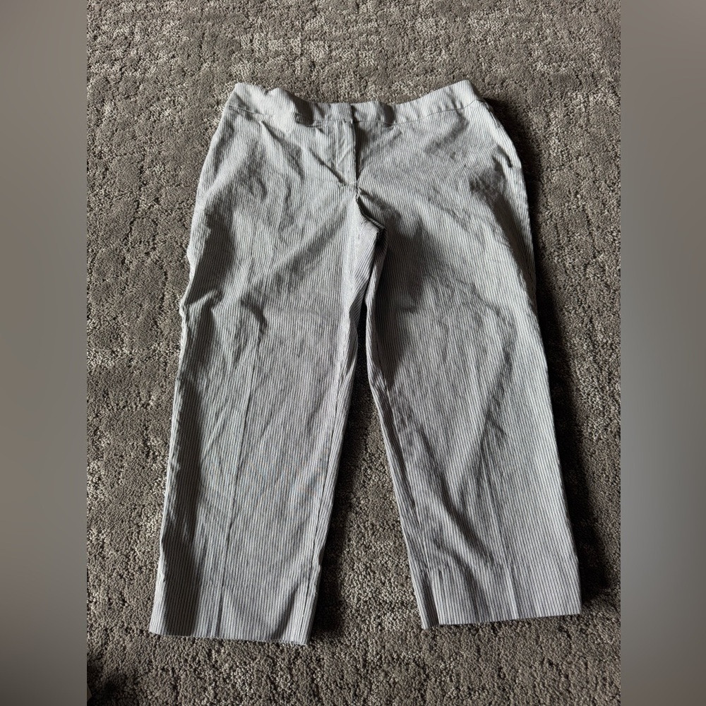 TALBOTS Black and White Striped Womens Capri Pant (Size 12) - Picture 1 of 3
